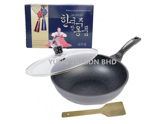 30CM KOREAN STYLE WOK (WITH WOODEN SPOON)